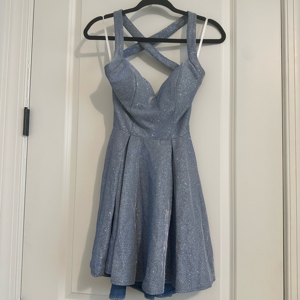 B Darlin Sparkling Blue Mini Dress